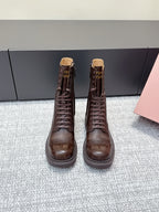 MIU MIU Martin boots dark brown sheepskin 461843