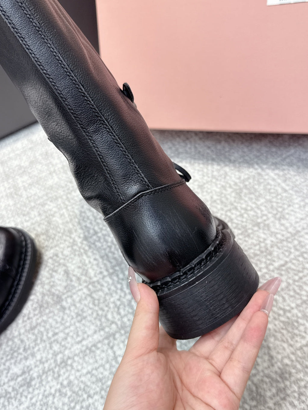MIU MIU Cowboy High Boots Black Sheepskin 461845