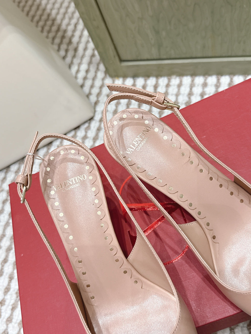 VT 26s Slingback 70 Beige Blue Calfskin 612245