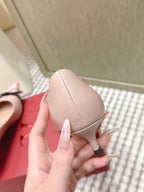 VT 26s Pump 45 Beige Pink Genuine Leather 612250