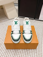 LV 26ss Trainer Sneakers White Dark Green Cowhide 632427