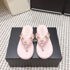 CC 26s Thong Sandals Pastel Pink Sheepskin Multicolor Charm 632361