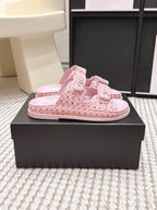 CC 26s Sandals Light Pink Leather Raffia 632393