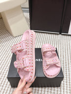 CC 26s Sandals Light Pink Leather Raffia 632393