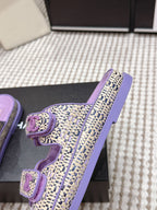 CC 26s Sandals Purple Beige Leather Raffia 632395