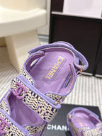 CC 26s Sandals Purple White Beige Leather 632404