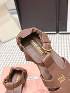 MIU 26 Roman Sandals Brown Leather 632326