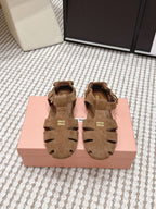 MIU 26 Roman Sandals Brown Suede 632327