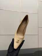 LV 26ss Heel Pump 90 Beige Patent Leather 629628