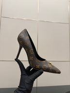 LV 26ss Heel Pump 90 Brown Monogram Calfskin 629632