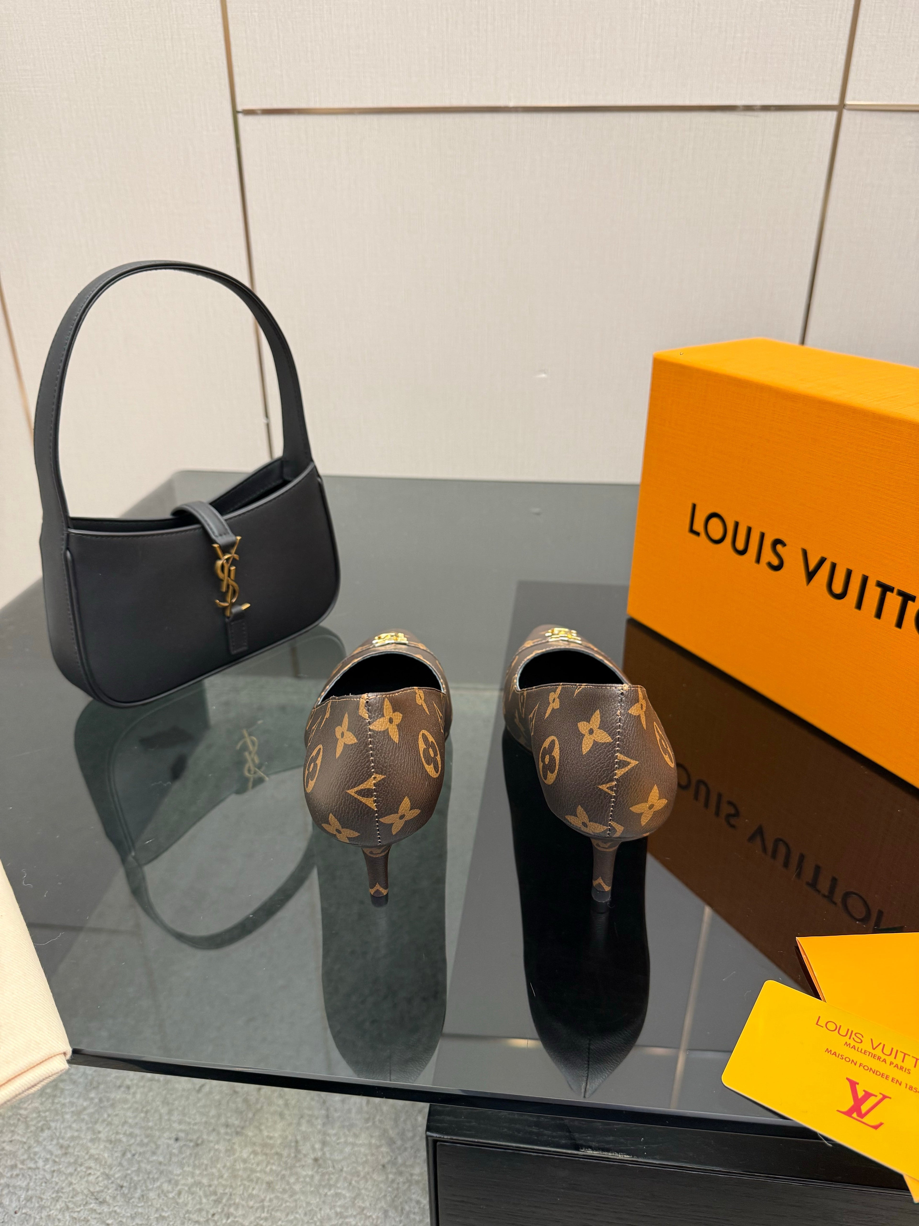 LV 26ss Heel Pump 55 Brown Monogram Calfskin 629633