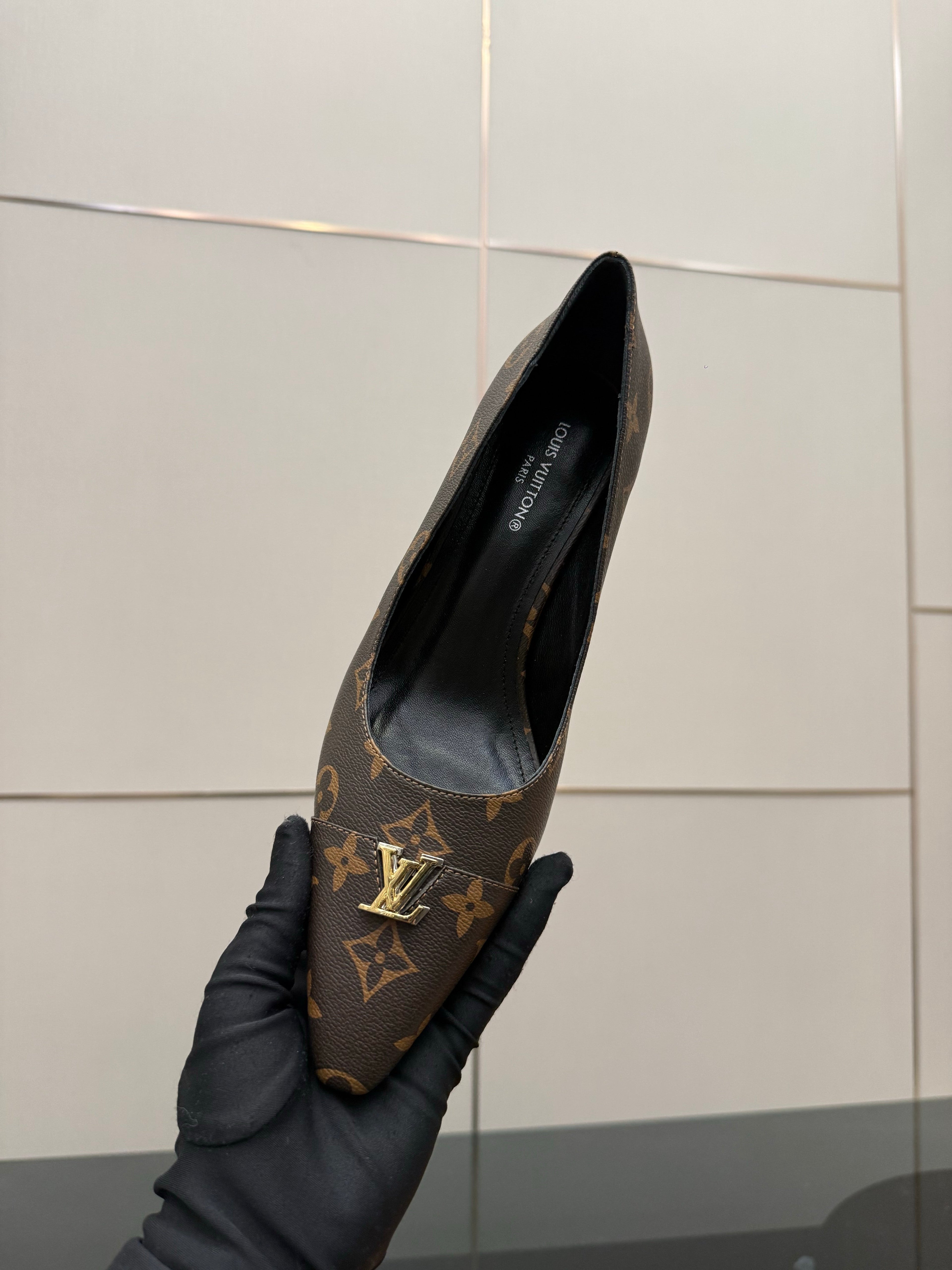 LV 26ss Heel Pump 55 Brown Monogram Calfskin 629633