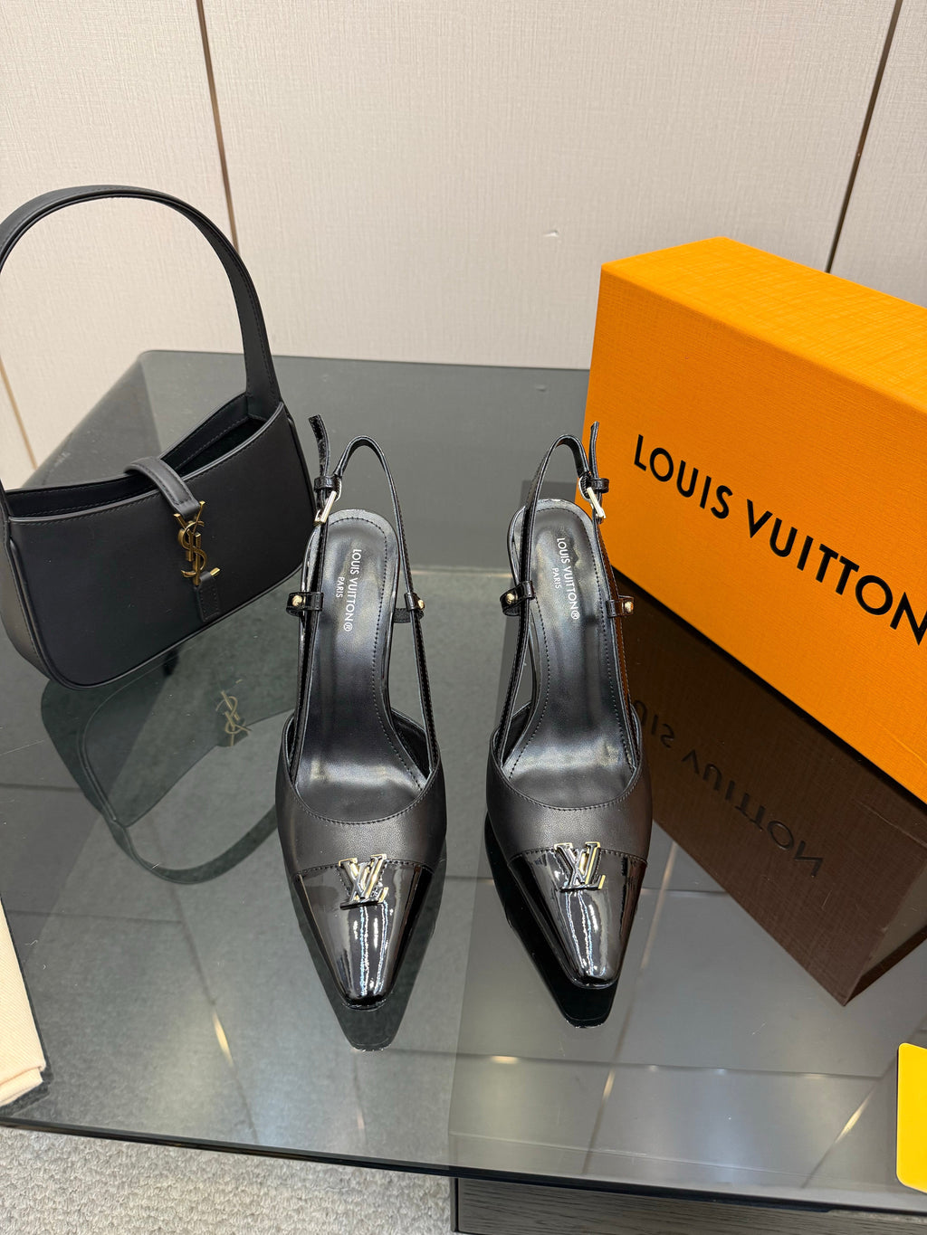 LV 26ss Slingback 90 Black Patent Leather 629636