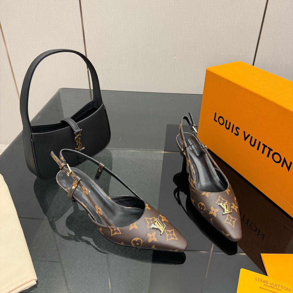 LV 26ss Slingback 55 Brown Monogram Calfskin 629641