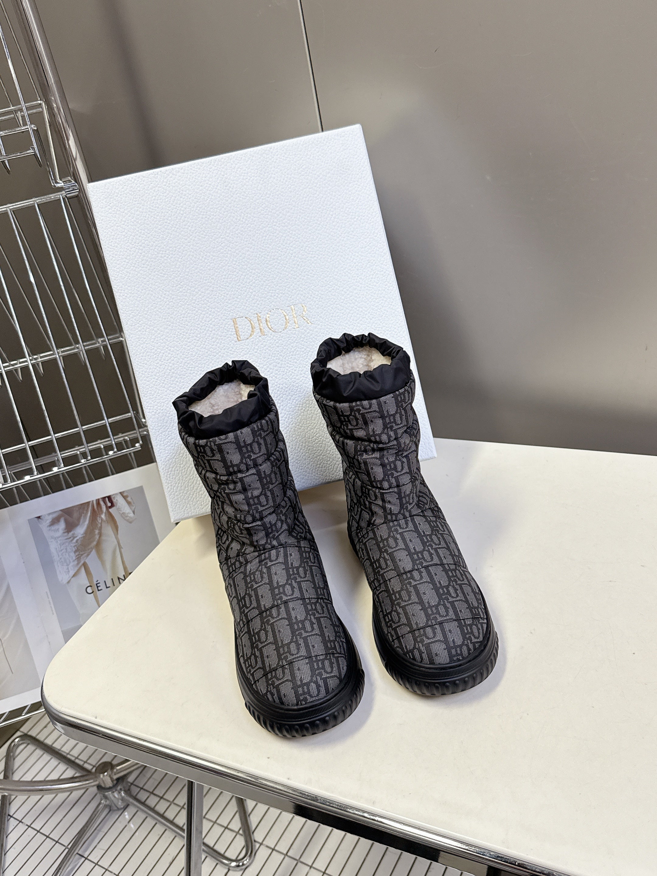 CD Snow Boots Black Fabric Wool 536728