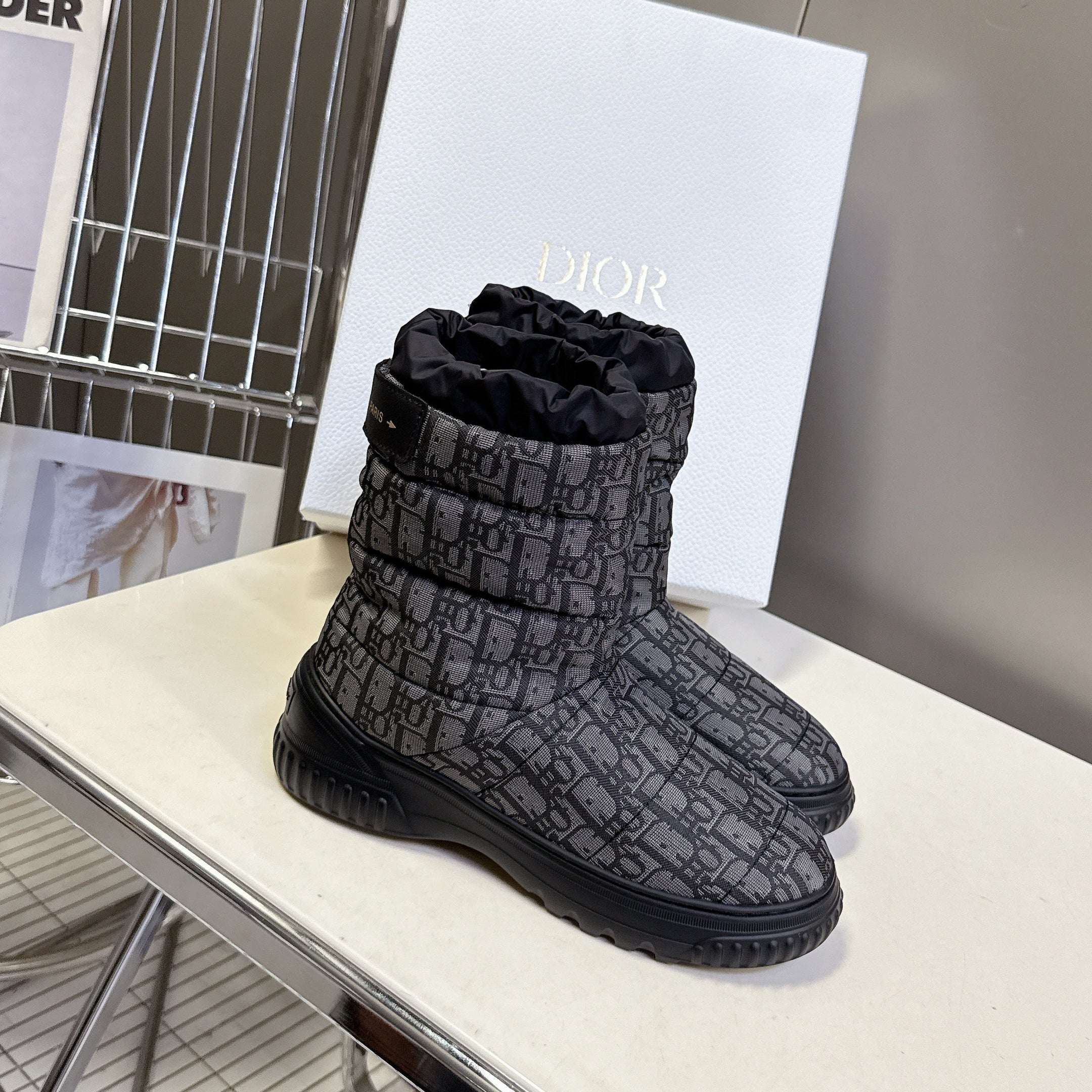 CD Snow Boots Black Fabric Wool 536728