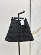 CD 25 Plaid Quilted Lapel Set Black Cotton
