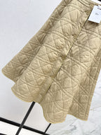 CD 25 Plaid Quilted Lapel Set Beige Cotton