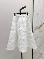 CD 25 Plaid Quilted Lapel Set White Cotton