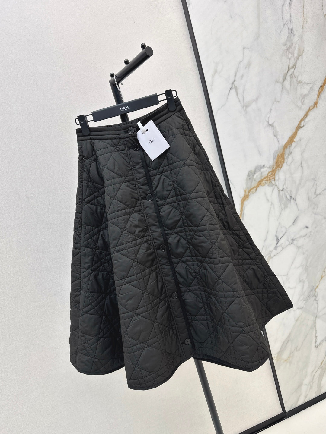 CD 25 Plaid Quilted Lapel Set Black Cotton