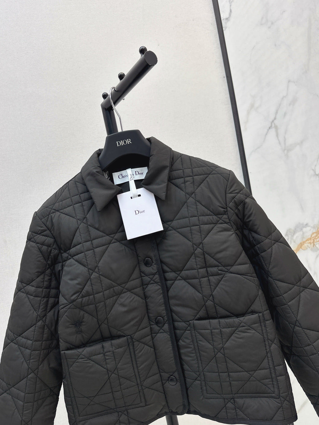 CD 25 Plaid Quilted Lapel Set Black Cotton