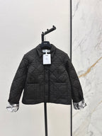 CD 25 Plaid Quilted Lapel Set Black Cotton