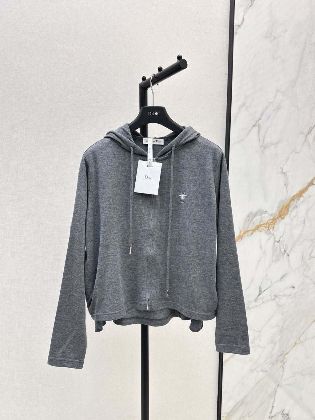 CD 25 Drawstring Hoodie Cotton And Stretch Wool