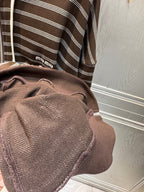 Miu Miu 25 Striped Hooded Sweatshirt Brown White Cotton 70590660