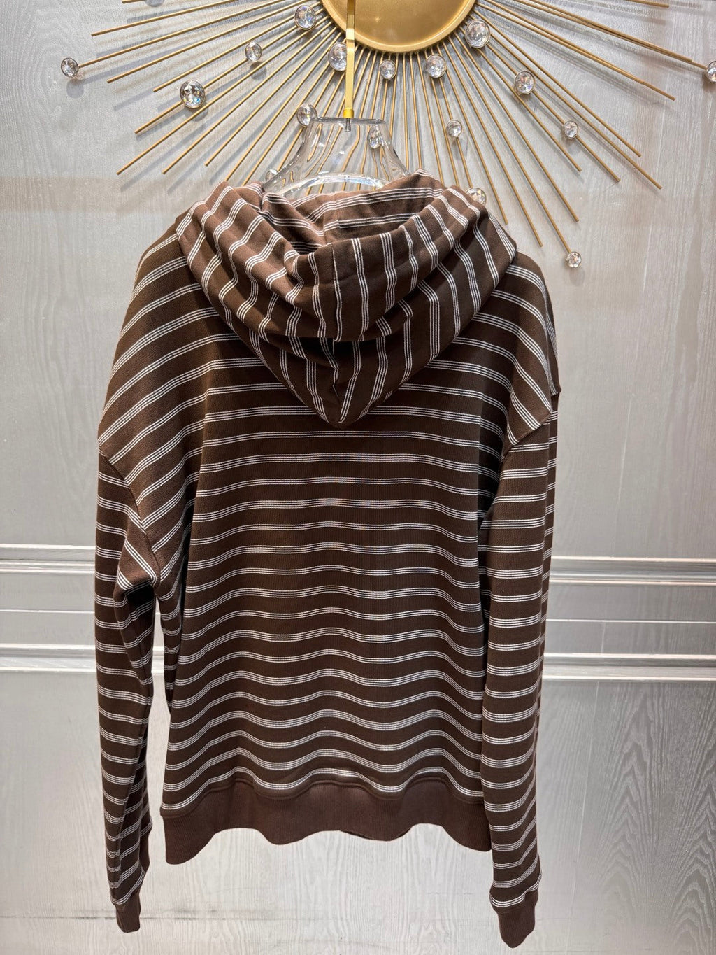 Miu Miu 25 Striped Hooded Sweatshirt Brown White Cotton 70590660