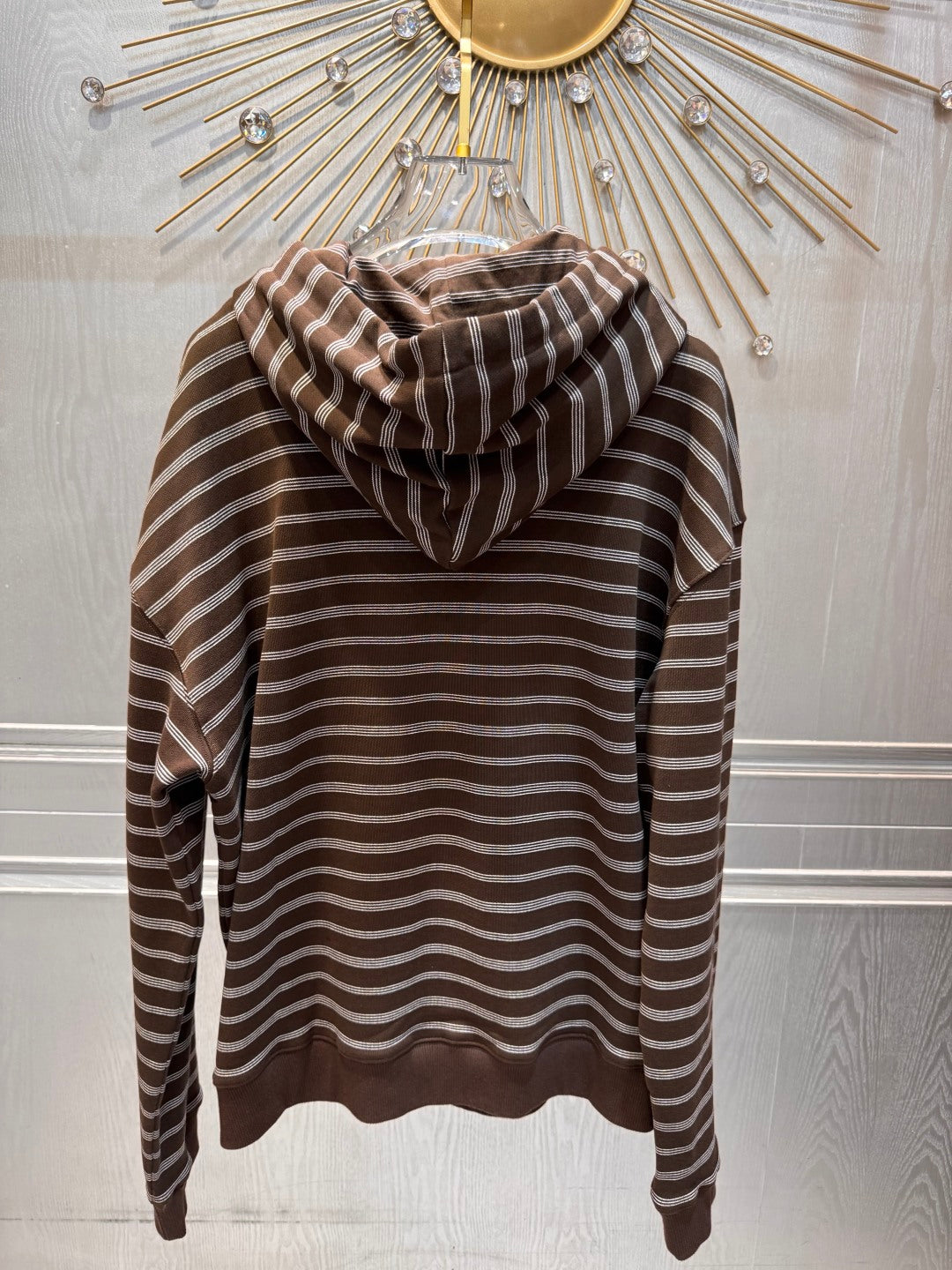Miu Miu 25 Striped Hooded Sweatshirt Brown White Cotton 70590660