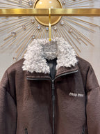 Miu Miu 25 Polar Fleece Down Jacket Chocolate Brown Polyester Wool 90880890