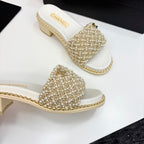 CC 25 Mid Heel Mules Pearl Cord and Lambskin 270775