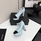 CC 25S Mary Jane Platform 11cm Cloud Blue Calfskin Grosgrain