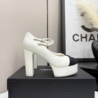 CC 25S Mary Jane Platform 11cm Cream Calfskin Grosgrain