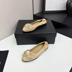 CC 25 Diamond Ballet Flats Beige Sheepskin 331787
