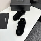 CC furry mule black suede and wool 532575