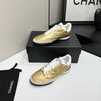 CC 26s Casual Sneakers Gold Metallic White Suede Cowhide 626459