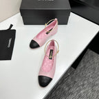 CC 26s Ballet Flats Light Pink Black Sheepskin 626302