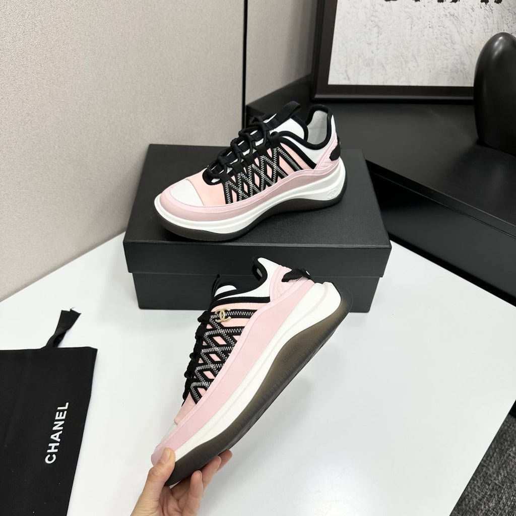 CC 26s Casual Sneakers Light Pink Black Fabric Cowhide 626374
