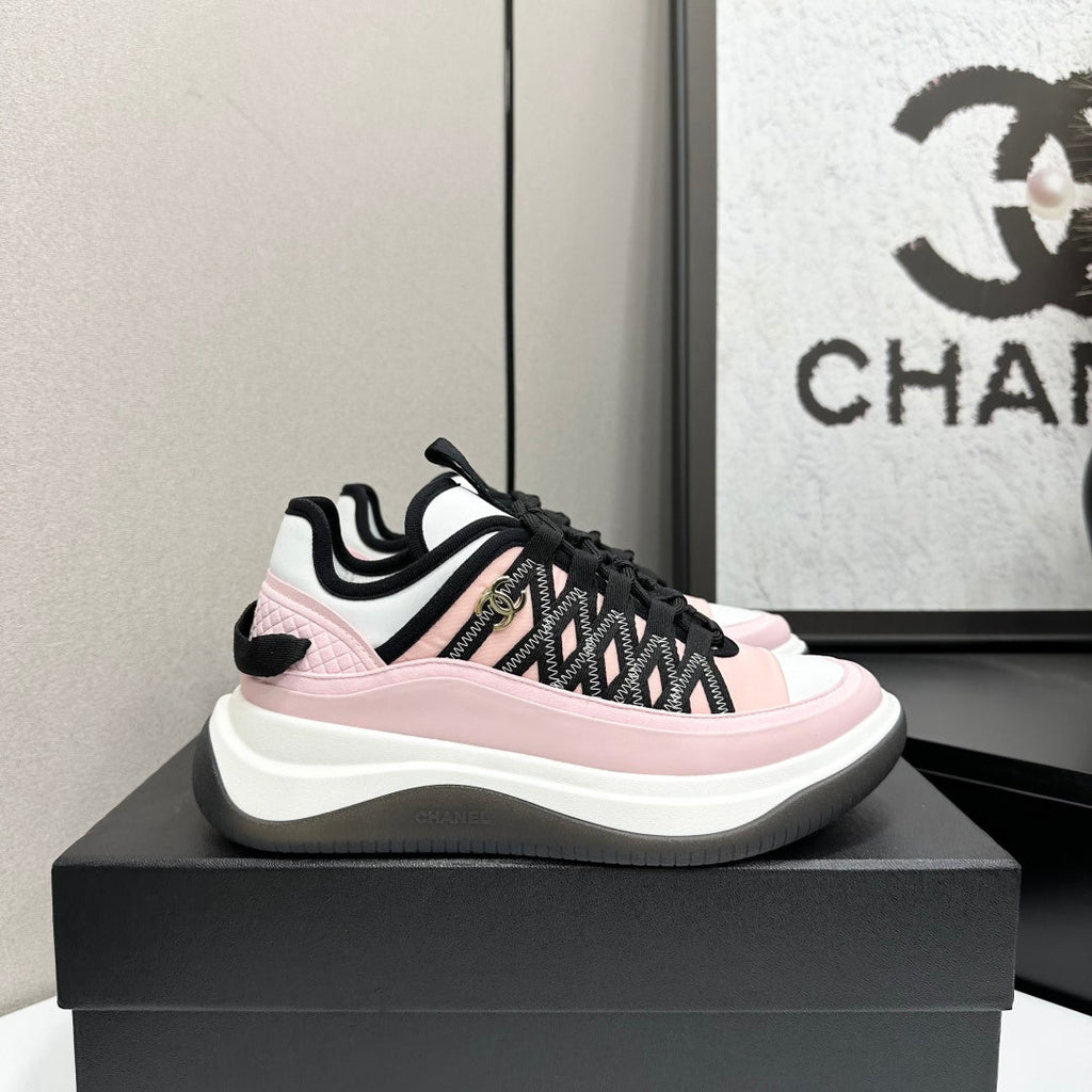 CC 26s Casual Sneakers Light Pink Black Fabric Cowhide 626374
