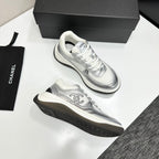 CC 26s Casual Sneakers White Gray Fabric Cowhide 626380