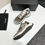 CC 26s Casual Sneakers Taupe Sliver Fabric Cowhide 626383