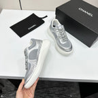 CC 26s Casual Sneakers White Sliver Fabric Cowhide 626384