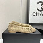 CC 26s Ballet Flats Beige Canvas Leather 626300