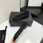 CC 26s Ballet Flats Black Canvas Leather 626301