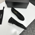 CC 26s Ballet Flats Black Canvas Leather 626301