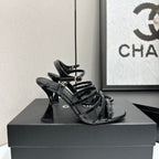 CC 26s High Heel Sandals 80 Black Patent Leather 626286
