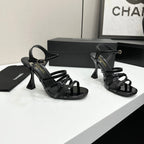 CC 26s High Heel Sandals 80 Black Patent Leather 626286