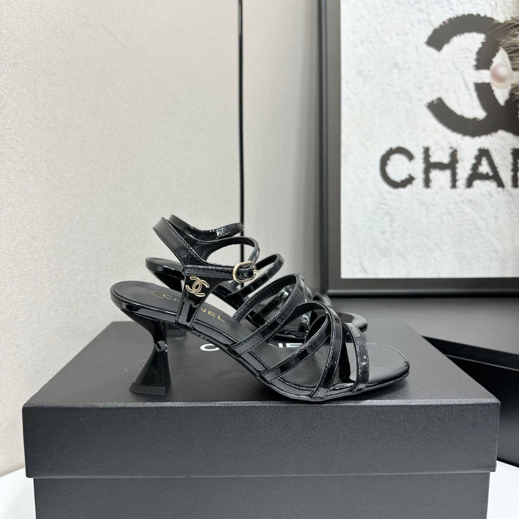 CC 26s High Heel Sandals 65 Black Patent Leather 626290