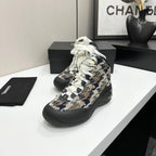 CC 26s Casual Sneakers Black Blue Beige Fabric Sheepskin 626366
